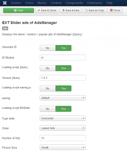 Slider ads of AdsManager module